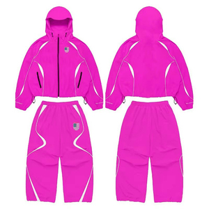 Ensemble de survêtement pour homme personnalisé, coupe-vent et pantalon, en nylon épais et polyester, à fermeture éclair, motif uni, pour l'hiver - Product Image 4
