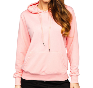 Sudadera con Capucha Rosa para Mujer, Manga Larga, Tejido de Algodón, Color Sólido, Transpirable, Estilo Casual para Otoño - Product Image 4