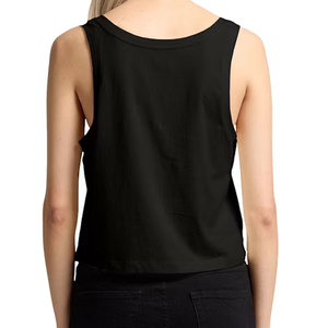 Women Sleeveless Crop <b>Tank</b> <b>Top</b> 100% Cotton Jersey Scoop Neck Loose Fit Casual Summer Blank <b>White</b> Print Design - Product Image 5