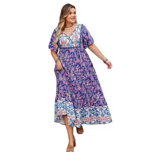 Vestido Maxi Floral Elegante para Mujer, Manga Corta, Estilo Casual - Product Image 2