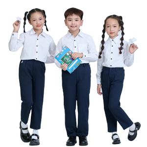 Tissu TC 65% polyester 35% coton, popeline tissée, FMF Vietnam, uniforme scolaire primaire, chemise à manches longues noire à boutons, unisexe - Product Image 1