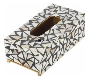 Boîte à mouchoirs et support décoratif de luxe faits à la main en os incrusté, écologiques et de designer, accessoire de maison Tradebyd - Product Image 2