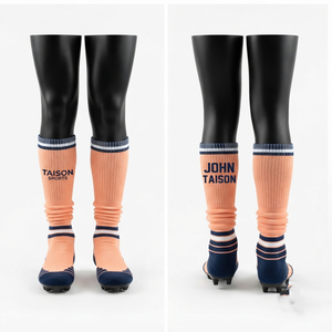 340 GSM Premium Polyester Spandex Men American Football <b>Socks</b> Orange Jacquard Custom Logo Woven Quick Dry Breathable - Product Image 2
