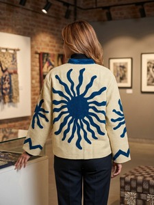 <b>Womens</b> <b>Velvet</b> Bomber <b>Jacket</b> with Embroidery Stand Collar Long Sleeve Eco-Friendly Quick Dry Designer Fashion B2B Wholesale - Product Image 2