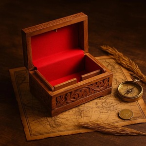 Boîte en bois rectangulaire écologique pour le rangement de bijoux et cadeaux - Intérieur doux pour articles délicats - Noël, Nouvel An chinois, décoration de table - Product Image 2