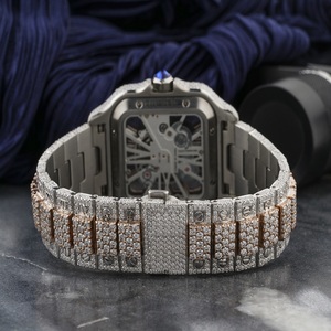 Montre Moissanite Iced Out Skeleton en Or Rose et Argent, Bijoux Hip Hop Bustdown, Montre de Luxe Transparente - Product Image 5
