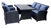 Meubles de restaurant LANGET, design moderne, ensemble de canapés en rotin rectangulaires pour l'extérieur, 4 pièces, tables et chaises en plastique, 6 places, coussins de 5 cm