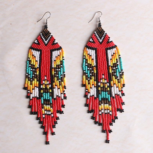Pendientes Largos de Borla Tejidos con Cuentas Hechos a Mano para Damas, Joyería de Estilo Bohemio por MD HANDICRAFTS - Product Image 3