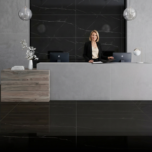 Azulejos de pared de suelo de porcelana Premium negra Roxy 60x120 aspecto de mármol de ónix pulido brillante 20mm de espesor para uso en el baño al aire libre - Product Image 6