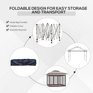 Tenda a Baldacchino Pop-up 3,6x3,6m Beige e Marrone con Rete e Borsa per il Trasporto, Riparo Solare Istantaneo con 12,7 m² di Ombra - Product Image 6