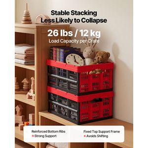 32L Plastic Collapsible Storage Bins 3-Pack Stackable Folding Storage <b>Crates</b> with Handles Holds 26 Lbs Per Bin Foldable He - Product Image 2