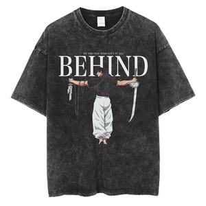 T-shirt streetwear uni grande taille pour homme et femme, 100% coton, écologique, coupe classique, effet délavé, t-shirts personnalisés - Product Image 1