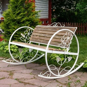 Banc de jardin 2 places en fer forgé artisanal, design européen antique, résistant aux intempéries, pour mobilier de jardin extérieur - Product Image 2