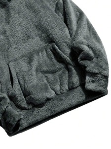 Sudadera con capucha para hombre, extragrande, de algodón grueso, con hombros caídos, bordado desgastado, estampado, estilo urbano. - Product Image 2