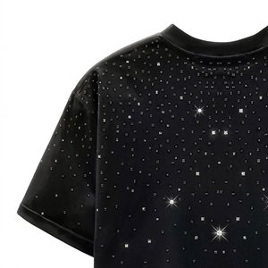 เสื้อยืดโอเวอร์ไซส์ชาย แบรนด์ OEM รับผลิตตามสั่ง ปักโลโก้ได้ ผ้าคอตตอนหนานุ่ม สไตล์สตรีทแวร์ ประดับคริสตัลเต็มตัว - Product Image 6