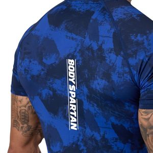 T-shirt de compression à manches courtes pour homme, camouflage bleu, entraînement sportif, performance athlétique, gym, fitness, vêtements de sport - Product Image 5