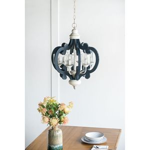 Illuminazione a ciondolo in legno naturale a 6 luci per cucina soggiorno sala da pranzo lampadario in legno lampadina non inclusa - Product Image 2