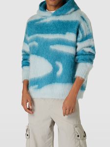 Nouveau design de sweat à capuche en mohair pour homme, style streetwear, pull tricoté d'hiver, sweat à capuche personnalisé en mohair moelleux à rayures - Product Image 5