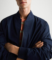 Blouson Bomber Homme Hiver Personnalisé avec Logo, en Toile Respirante Enduite, Fermeture Éclair, Coupe-Vent, Manches Longues, Col Mandarin en Fourrure de Mouton, Style Décontracté