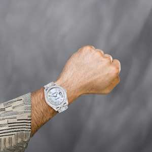 นาฬิกาแม่ของไข่มุกหน้าปัดมอสซาไนต์-ทำด้วยมือเป็นประกายนาฬิกาอะนาล็อกเพชรหรูหราราคาไม่แพงที่เป็นมิตรกับซัพพลายเออร์ของอินเดีย - Product Image 4