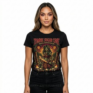 Camiseta Personalizada para Mujer con Estampado Gráfico de Esqueleto y Espejo, Estilo Gótico, de Alta Calidad, Algodón, Fabricante, Ropa Urbana, Venta al Por Mayor - Product Image 4