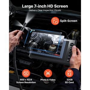 Endoscopio Industriale HD IPS da 7 Pollici con Schermo Diviso, Tripla Lente, Configurazione a Doppio Cavo, Zoom 8X, IP67, 8+2 LED - Product Image 4