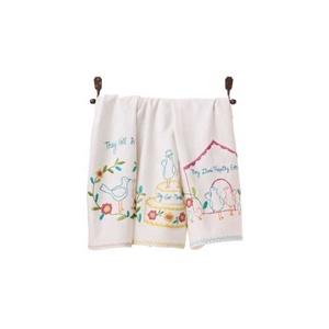 Arco Iris blanco y negro modelo antiguo diseño de planta bordado 2024 Venta caliente sostenible Bio degradable Eco secado rápido paños de té - Product Image 5