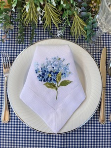 Serviette de table Nature4u à points festonnés, blanche, pour repas raffinés, brodée à la main, monogramme personnalisé, style japonais, couleur personnalisable, avion - Product Image 1