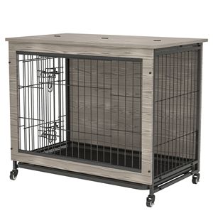 Casa para Mascotas Resistente de 23 Pulgadas, Color Gris, Material de PVC y MDF, para Perros de Raza Pequeña y Mediana, Mueble Duradero para Sala de Estar o Dormitorio - Product Image 5