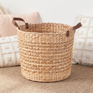 Wholesale Eco-Friendly Water Hyacinth Handwoven Storage Basket Multifunctional for Home Organization - Product Image 1
