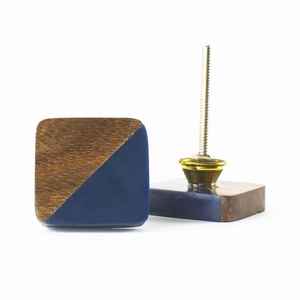 Blue Eco-Friendly Resin Square <b>Knob</b> for Cabinet Dresser Furniture-Customizable Size & Color Handmade Coastal Design <b>Door</b> Mount - Product Image 3