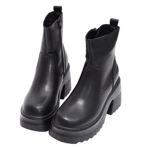 Bottines à plateforme en cuir véritable pour femme Ann'S, talon épais de 9 cm, fermeture éclair, doublure de talon rembourrée, mode hiver, vente en gros - Product Image 3