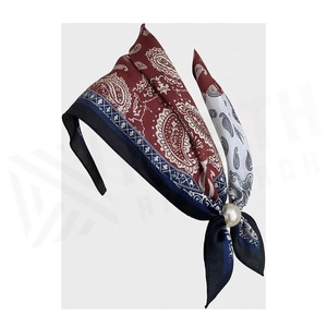 Elegant Women's <b>Square</b> Silk <b>Scarf</b> With Pearl Clasp Red Blue White Paisley Print Multi-Functional Fashion Accessory All Seasons - Product Image 3