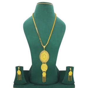 Ensemble de pendentifs à breloques ensemble de bijoux plaqué or indien dubai arabe ensemble de pendentifs boucles d'oreilles collier chaîne pour femmes - Product Image 5