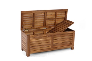 Boîte de rangement de jardin en bois naturel, construite avec une structure robuste en panneaux, résistante aux intempéries et pratique pour une utilisation en extérieur - Product Image 5