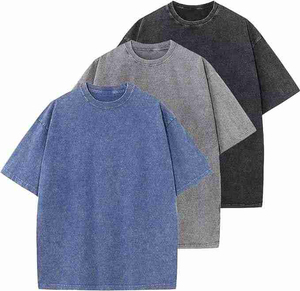 เสื้อยืดโอเวอร์ไซส์ผู้ชาย ผ้าฝ้าย สีพื้น คอกลม แขนสั้น สไตล์ลำลอง ทรงพอดีตัว ผ้าถักย้อมสีเรียบ - Product Image 3