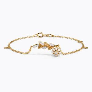 สร้อยข้อมือทองคำแท้ 18K ประดับเพชรทรงดอกไม้ ดีไซน์โรแมนติก สำหรับผู้หญิง สวมใส่ได้ทุกวัน ตัวเรือนแบบฝังเพชรทรงกลมเจียระไนแบบเหลี่ยม ประดับจี้รูปดอกไม้ - Product Image 3