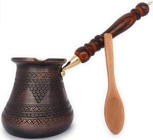 Cafetera Cezve de Cobre Hecha a Mano de Primera Calidad para Café Turco, Árabe y Griego, Resistente al Calor, con Mango de Madera, para Hogar, Hotel y Restaurante - Product Image 4