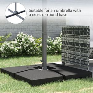 Set di 4 basi nere per ombrelloni a braccio da 3 metri per cortili e palestre, capacità 80 kg (acqua)/120 kg (sabbia) - Product Image 6