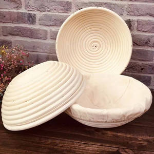 Handmade Bamboo <b>Bread</b> Proofing <b>Basket</b> With Liner Natural Woven Round Bowl For Home Baking Use - Product Image 1
