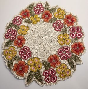 Leaf Shaped Embroidery Seed Beadwork Table Mat For Festive Home Wedding Dining Coffee <b>Placemat</b> Stylish Luxe HomeDecor Accessory - Product Image 2