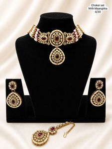 Conjunto de Collar y Pendientes Clásicos de Latón Chapado en Oro para Mujer, con Moissanita Verde y Perlas, Joyería para Boda o Compromiso - Product Image 3