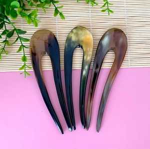 Pasador de Pelo Único Hecho a Mano con Cuerno de Búfalo, Horquilla Natural Rústica y Elegante, Accesorio para el Cabello, Regalo Tradicional de Moda, Artesanía para Mujer - Product Image 4