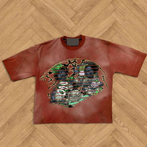 Wholesale Mens Cotton Box Fit Crop <b>Tshirt</b> Custom logo Screen Print Oversized T-shirt - Product Image 1