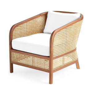 Living Room <b>Sofas</b> Teak Wood and Rattan Cane Club <b>Sofa</b> Chair Home Patio Hotel Furniture Vintage Style - Product Image 1