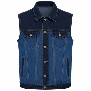 Chaleco Vaquero Vintage para Hombre, Azul Lavado, Sin Mangas, con Bolsillos Funcionales, Costuras en Contraste y Estilo Atemporal - Product Image 1