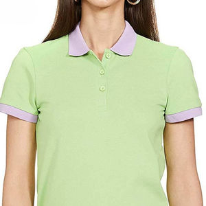 Camiseta polo de cuello colorido, transpirable y de secado rápido para mujer, al por mayor. - Product Image 3