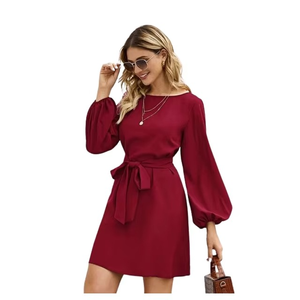 เดรสทรงเอพิมพ์ลายแขนสั้น เอวสูง เรียบง่าย สไตล์ลำลองสำหรับผู้หญิง เสื้อผ้าฤดูร้อน - Product Image 4