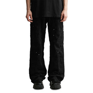 Pantalon large vintage de haute qualité en coton léger, coupe droite, taille haute, style streetwear, avec bordure japonaise, fabriqué sur mesure en Italie - Product Image 3