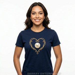 Camiseta Personalizada con Estampado de Planetas para Mujer, Venta al por Mayor, Azul Marino, Algodón, Diseño Espacial, Fabricante OEM, Tops Celestiales Casuales para Dama - Product Image 1